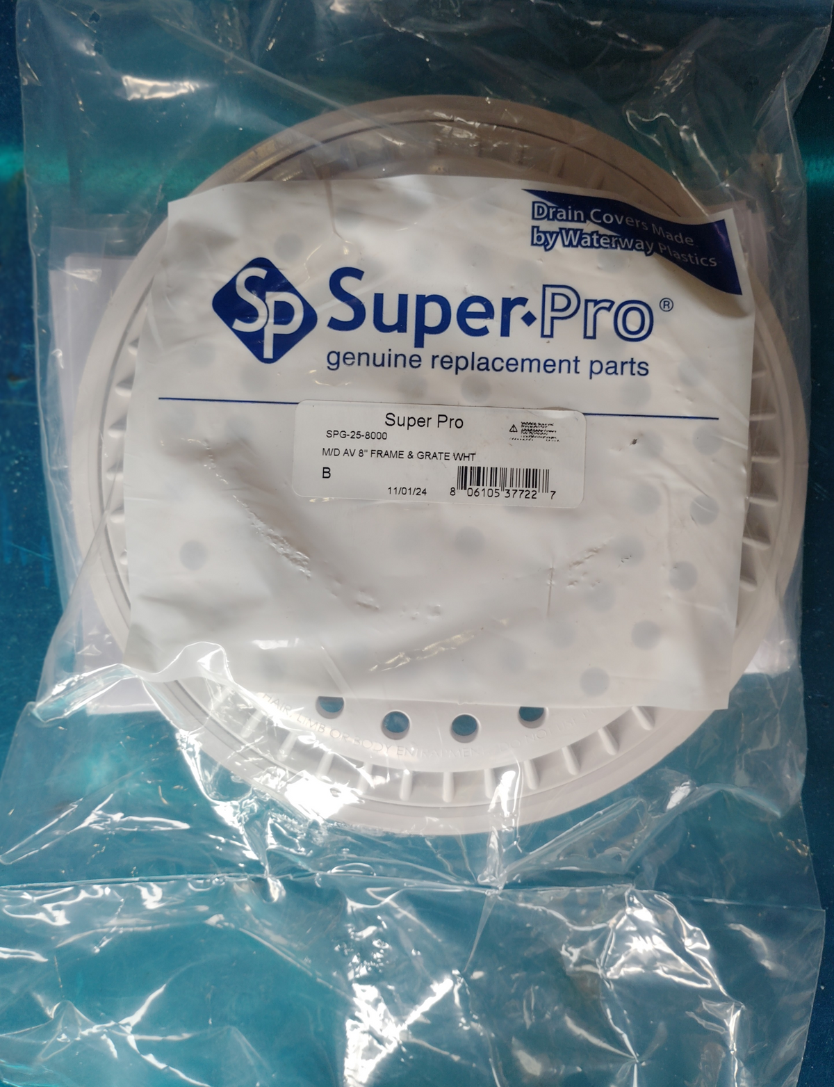 8" White Suction Cover W/ Frame