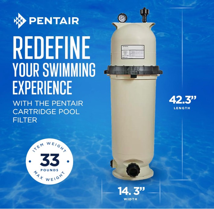 Pentair Clean & Clear Cartridge Filters, Cartridge, 150 sq. ft, 15.5" Diam, 150 GPM, 108,000 gallons